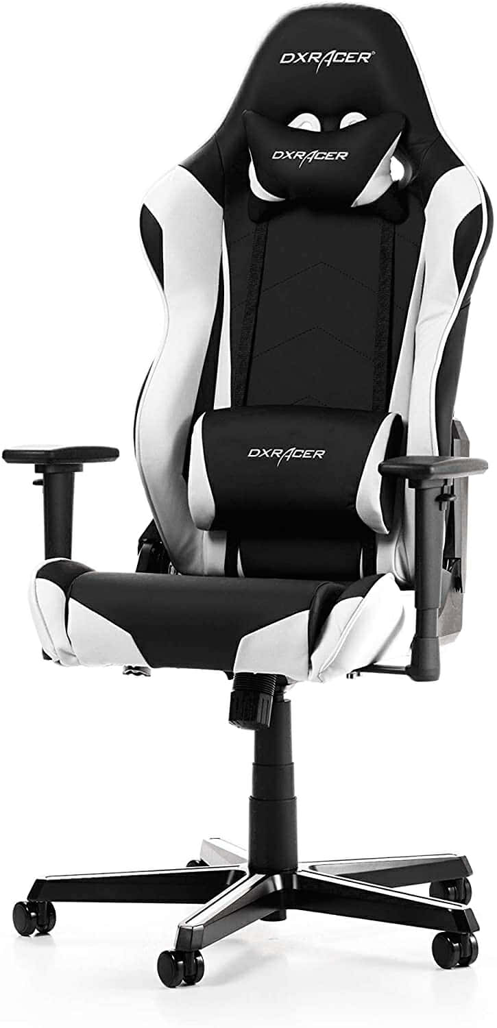 DXRacer R0-NW Gaming Chair, Cuero sintético, Negro & Blanco, Normal/Large
