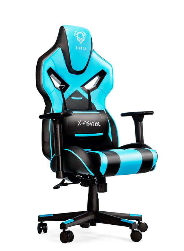 Diablo X-Fighter Gaming Silla De Oficina Reposabrazos Ajustables 3D Mecanismo De Inclinación Cojin Lumbar Cuero Sintético Perforado (Negro-Blanco)