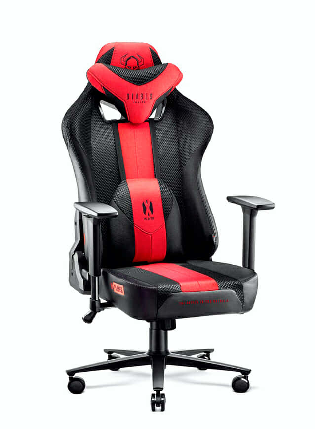 Diablo X-Player 2.0 Silla Gaming Oficina Apoyabrazos 3D Diseño Ergonómico Cuello/Cojín Lumbar Antracita-Carmesí Normal (L)