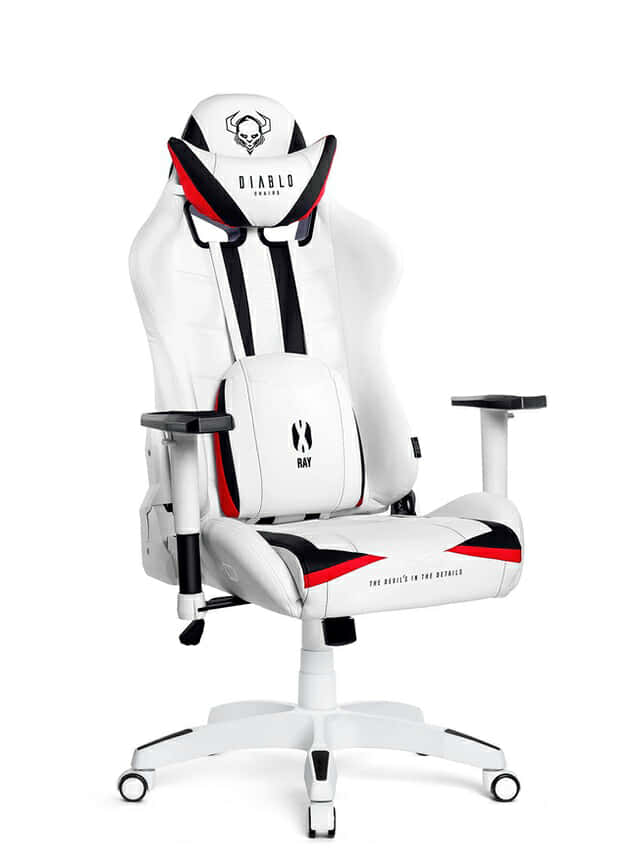 Diablo X-Ray Gaming Silla de Oficina Silla Gamer Apoyabrazos 4D Diseño Ergonomico HQ Cuero Sintético Perforación Función de Inclinación Soporta hasta 150 kg Blanco-Negro Normal (L)