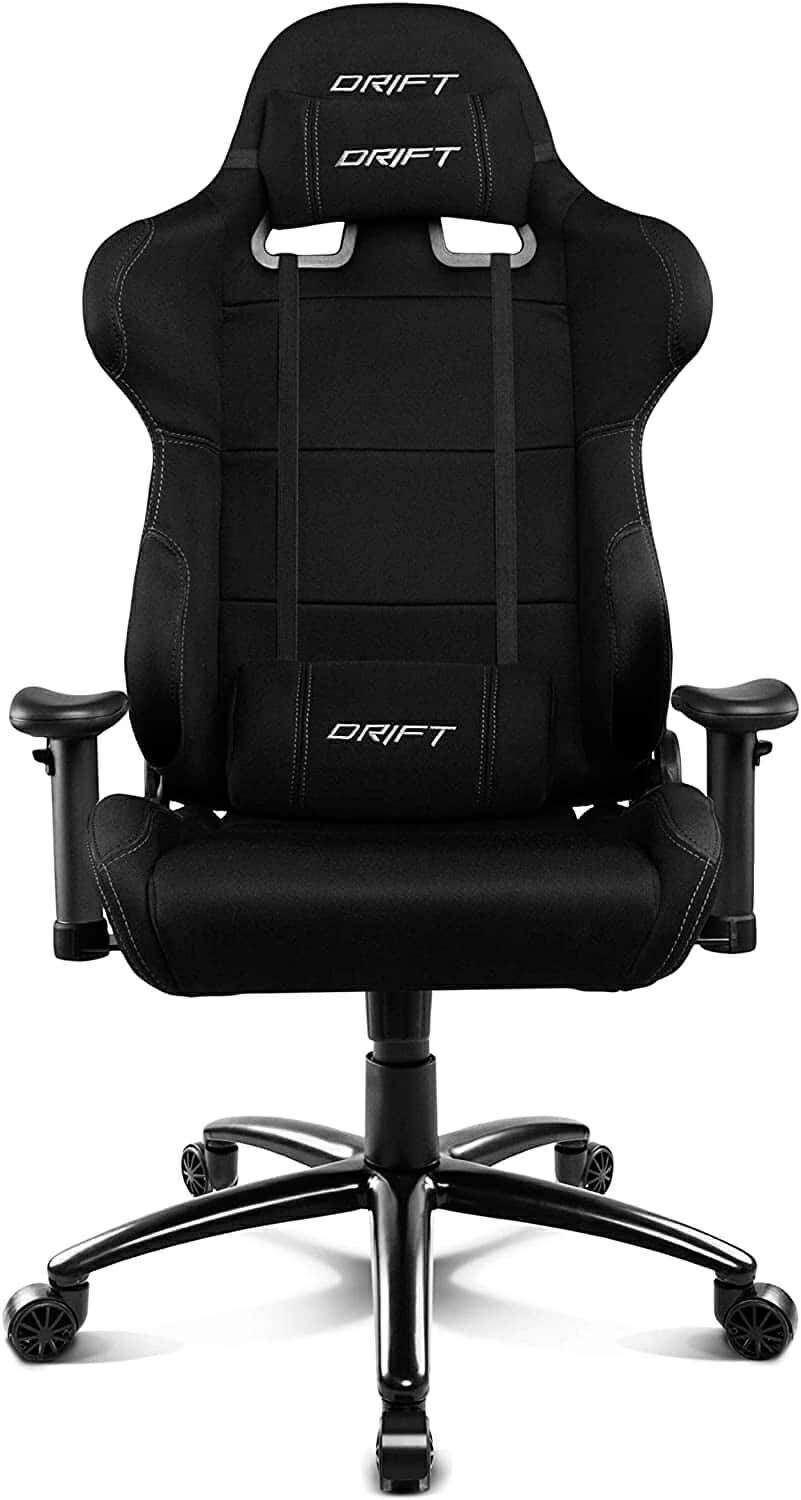 Drift DR100BL - Silla Gaming Profesional, (Tela, Ergonómica, Respaldo Reclinable, Altura Regulable, Reposabrazos Ajustables), Color Negro/Azul