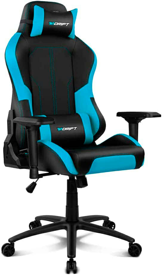 Drift DR250B - Silla Gaming Profesional, polipiel, reposabrazos ajustable 4D, piston clase 4, asiento basculable, altura regulable, respaldo reclinable, cojines lumbar y cervical, color negro