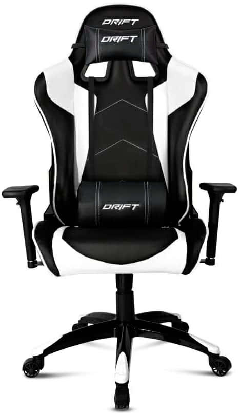 DRIFT GAMING DR300BW-Silla Gaming profesional, polipiel, reposabrazos 3D, piston clase 4, asiento basculante, altura regulable, reclinable, cojines lumbar y cervical, color negro/blanco