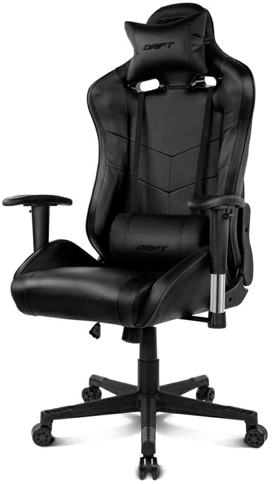 Drift DR85BR - Silla Gaming Profesional, Polipiel, reposabrazos 2D, Piston Clase 4, Asiento basculable, Altura Regulable, Respaldo reclinable, Cojines Lumbar y Cervical, Color Negro/Rojo