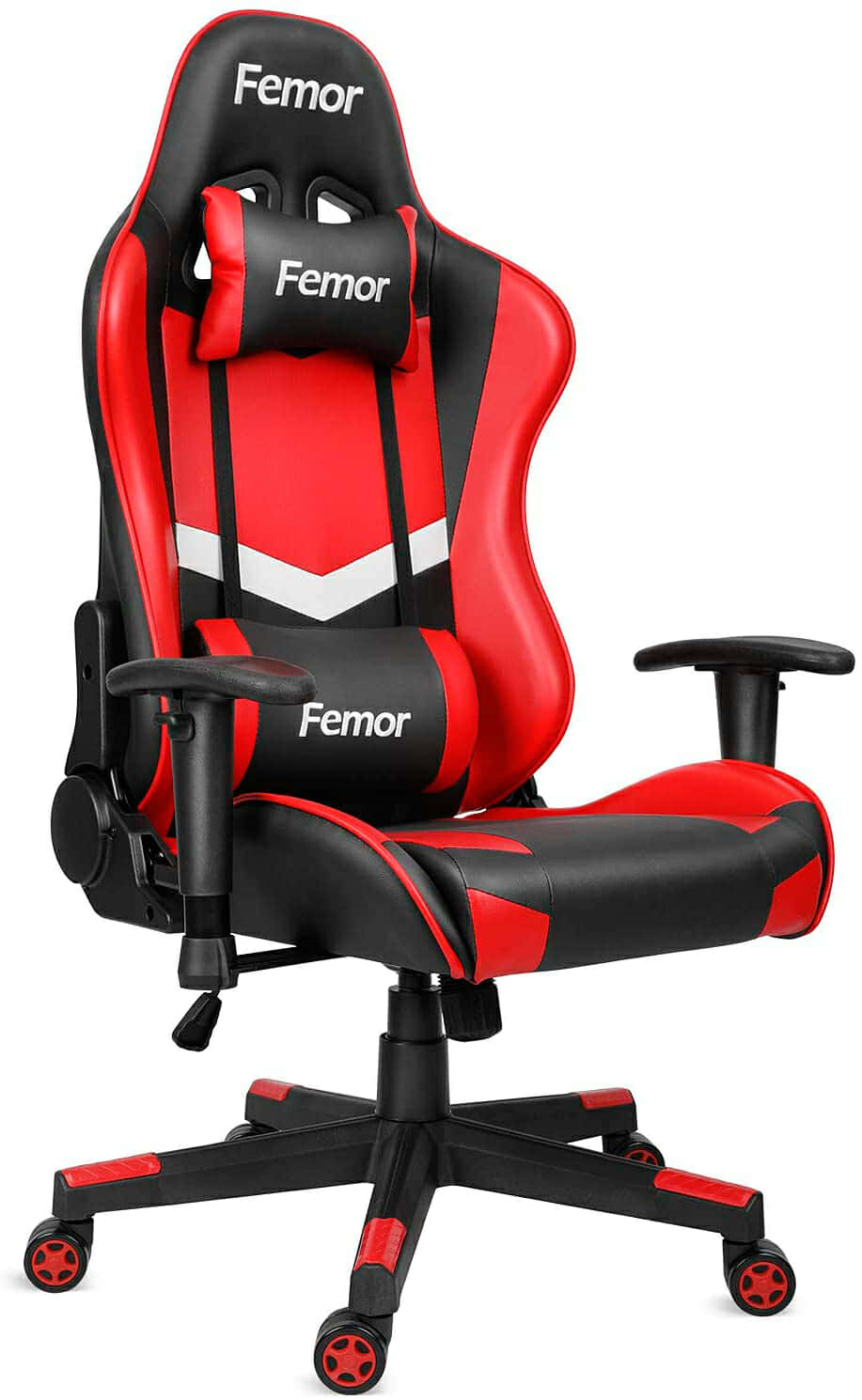 Femor Silla Gaming, Silla Gamer de Escritorio de Oficina, Silla de Ergonómica con Cojín Reposabrados 3D Ajustable Respaldo, Racing Silla Gamer para los Jugadores de PC(Rojo)