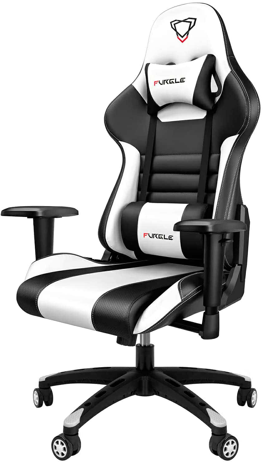 Furgle Sillas Gaming con Respaldo Alto, Cojín de Látex y Reposabrazos Ajustables, Silla de Oficina Ergonómica Estilo Racing, con Modo Swing (Negro)