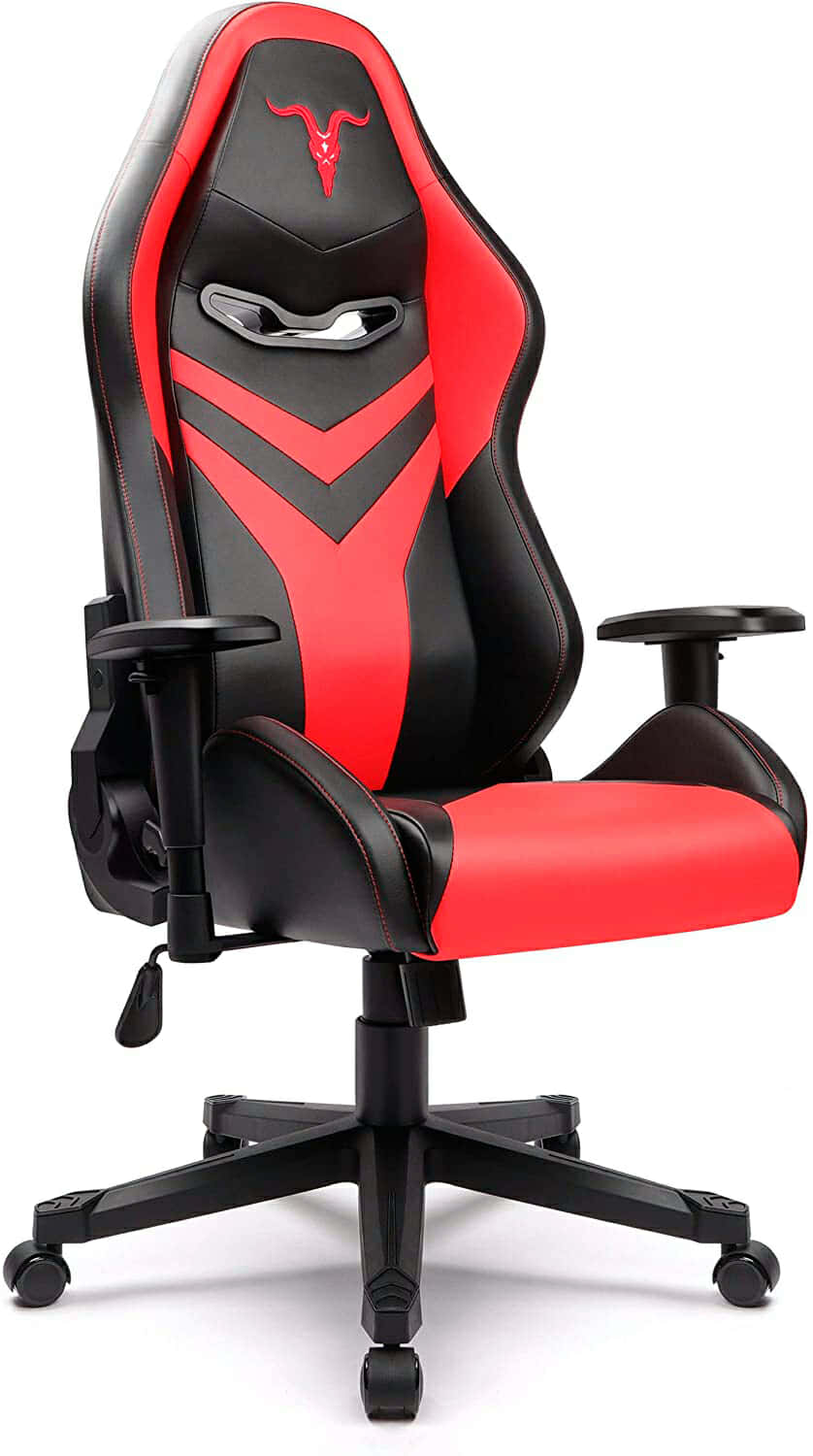 Furgle Silla para videojuegos, estilo carreras, silla de oficina de respaldo alto con reposabrazos ajustables 4D, silla giratoria ergonómica, para videojuegos con modo balancín (negro y rojo1)
