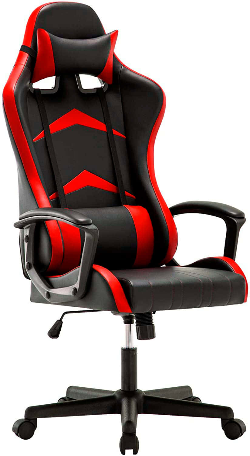 IntimaTe WM Heart Silla Gaming con Respaldo Alto Cojín Lumbar & Cabeza Almohada, Altura Ajustable 360° Giratorio y Reposabrazos Fijos, 52 x 58 x 130cm (Rojo)