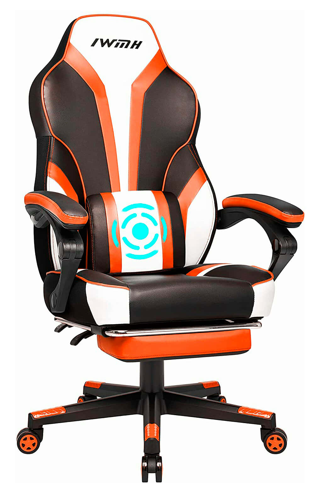 IntimaTe WM Heart Silla Gaming, Silla Gamer Ergonómica, Silla con Pedales Plegables,Silla de Oficina con cojín vibratorio, Soporte Lumbar para Masaje, Respaldo Alto, Reposabrazos Ajustables (Naranja)