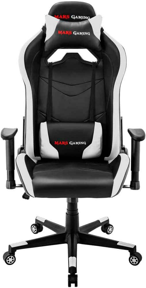 Mars Gaming MGC3BW, Silla Gaming Ergonómica, Cojín Lumbar y Cervical, Blanco