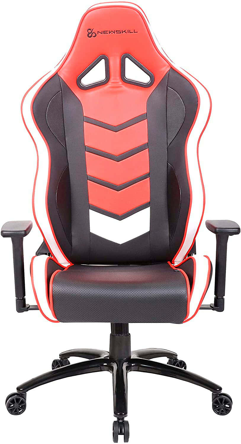 Newskill - Silla Gamer Kaidan, Altura Ajustable, Respaldo Reclinable 180º, Reposabrazos 3D Regulable, PU Transpirable + Carbón, Pistón Gas Clase 4, Hasta 150Kg, Cojín Lumbar y Cervical, Color Rojo