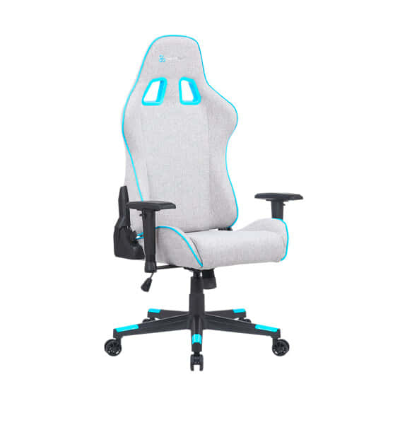 Newskill Silla Gaming Tela Transpirable, Kitsune Zephyr, Inclinación y Altura Regulable, Reposabrazos 2D Ajustables, Base en Nylon, Reclinable 180º, Ergonómica, Pistón Clase 4, Color Gris/Azul