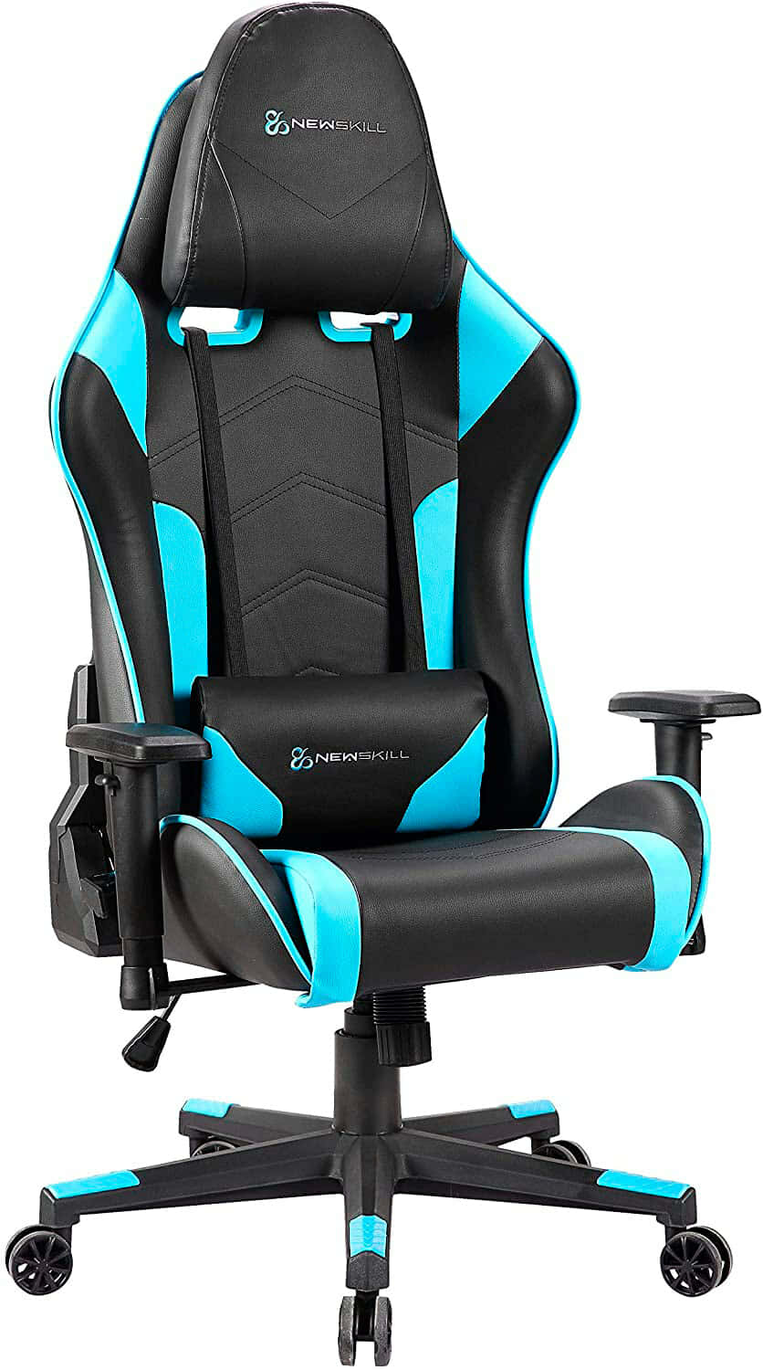 Newskill Kitsune Silla Gaming Profesional, Inclinación y Altura Regulable, Reposabrazos 2D Ajustables, Base en Nylon, Reclinable 180º, Ergonómica, Piston Gas Clase 4, Polipiel, Color Azul