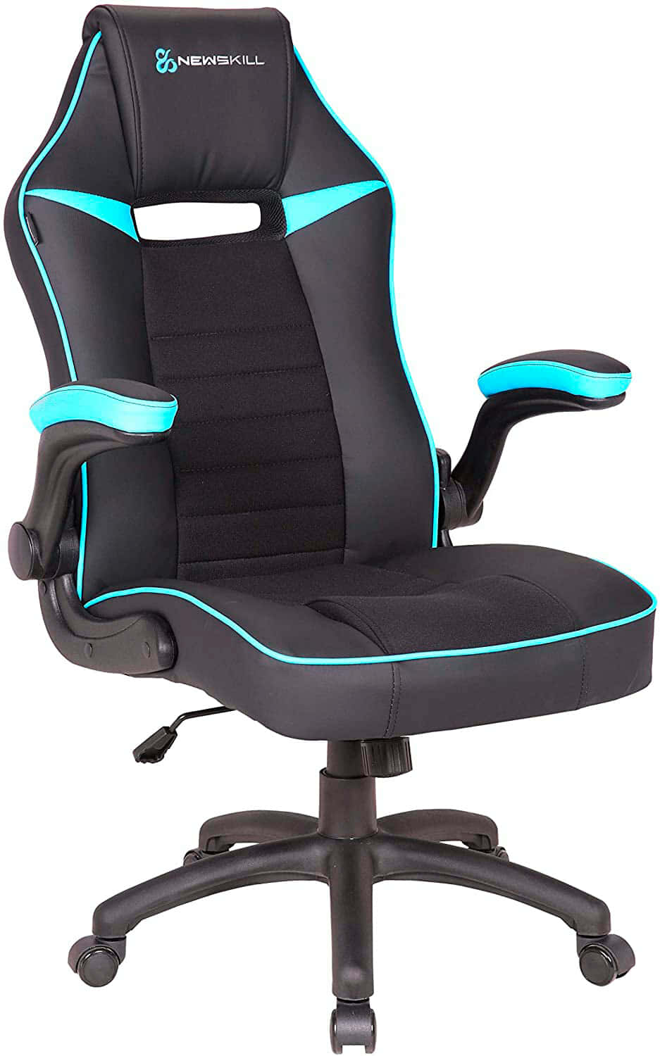 Newskill Nayuki, Silla Gaming Profesional con Respaldo 2.5D, Reposabrazos Alcochado y Ajustable, Respaldo con Mecanismo de Balanceo, Pistón Gas Clase 4 hasta 150 kg, Cuero PU y Tela, Color Azul