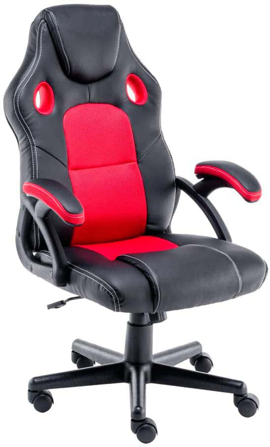 play haha. Silla ergonómica giratoria de Cuero para Juegos, Oficina, computadora, Trabajo, Carreras (Rojo)