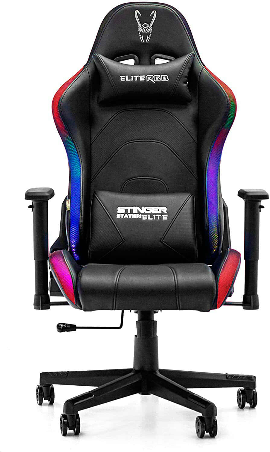 Woxter Stinger Station Elite RGB, Silla Gaming con Leds RGB Configurables por APP, Eje de Acero, Levantamiento por Gas Pistón Clase 3, Ergonómica, Reposabrazos 2D, Refuerzo de Foam MD, Ajustable